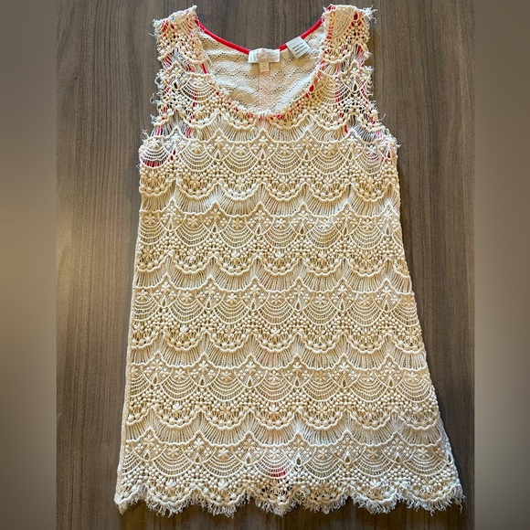 Miss Me Tops - Miss Me Crocheted Tank - Sheer Front & Back - Size Medium